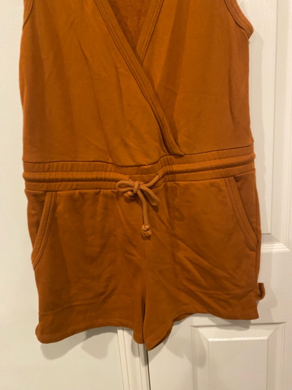 Universal Thread Rust Orange Drawstring Romper - Picture 3 of 4